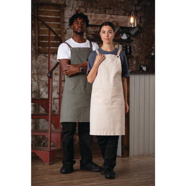 Southside Cotton Canvas Bib Apron Khaki - Image 4