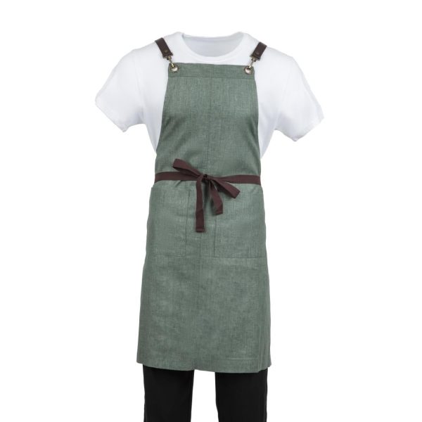 Southside Linen Blend Bib Apron Forest Green - Image 2