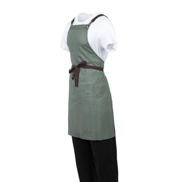 Southside Linen Blend Bib Apron Forest Green - Image 6