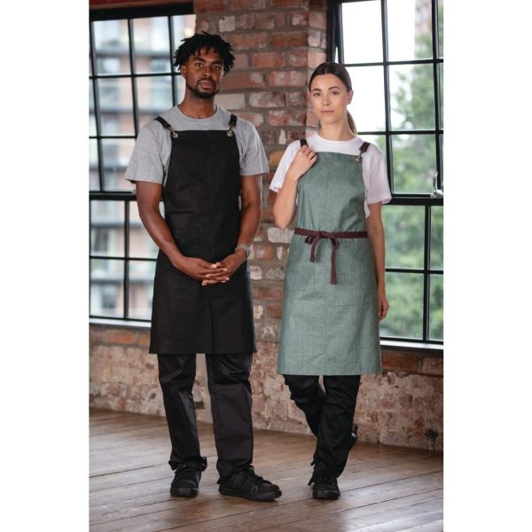 Southside Linen Blend Bib Apron Forest Green - Image 8