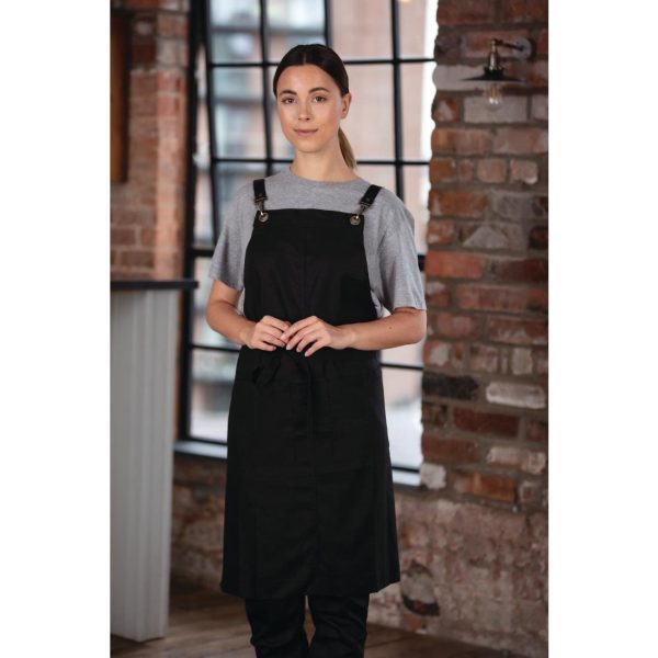 Southside Linen Blend Bib Apron Black - Image 8
