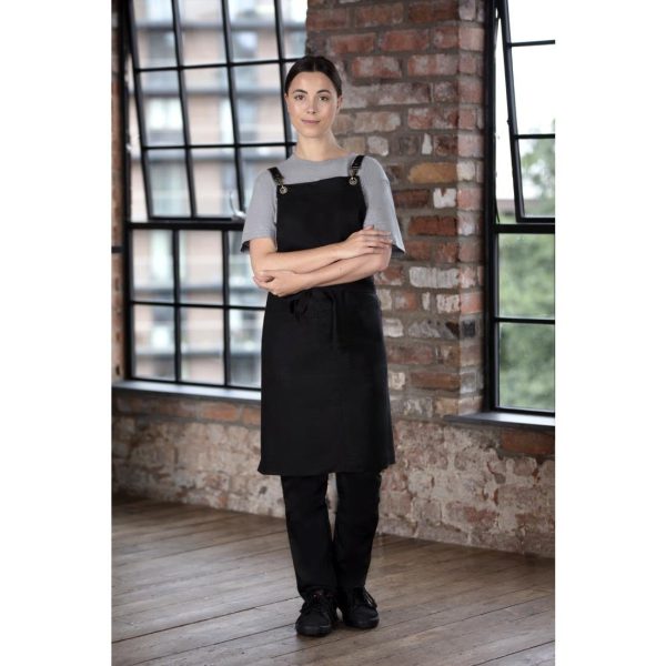 Southside Linen Blend Bib Apron Black - Image 6