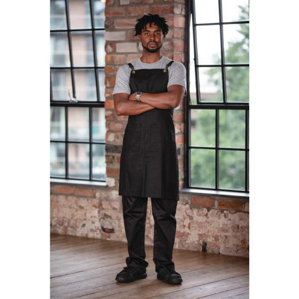 Southside Linen Blend Bib Apron Black - Image 9