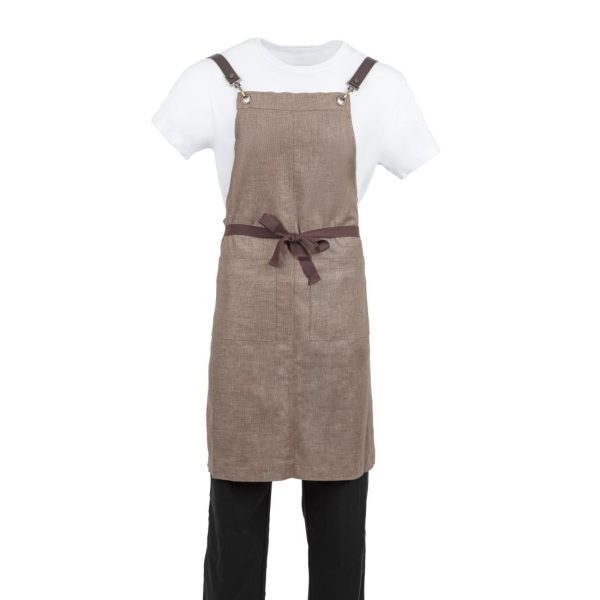 Southside Linen Blend Bib Apron Chocolate - Image 2