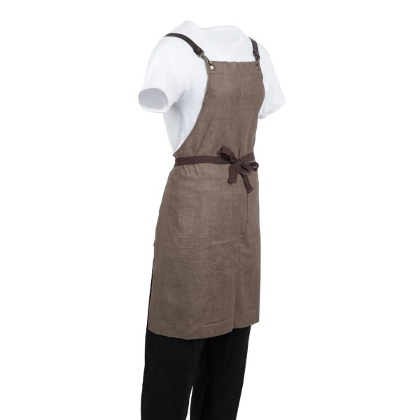 Southside Linen Blend Bib Apron Chocolate - Image 4