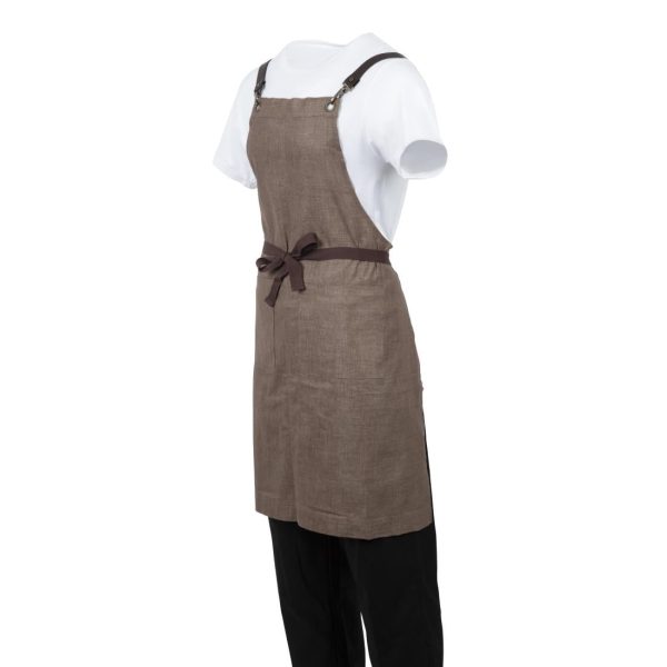Southside Linen Blend Bib Apron Chocolate - Image 5