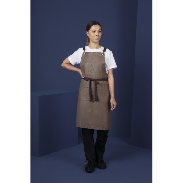 Southside Linen Blend Bib Apron Chocolate - Image 6