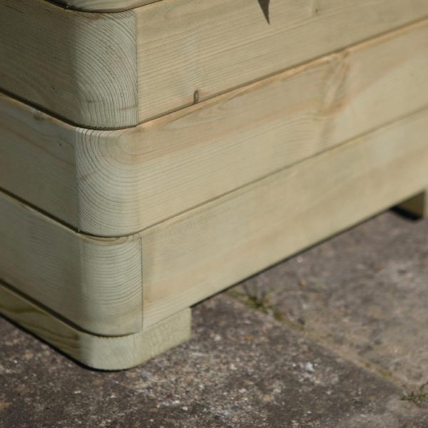 Rowlinson Marberry Layer Square Planter Natural Timber 50cm - Image 2