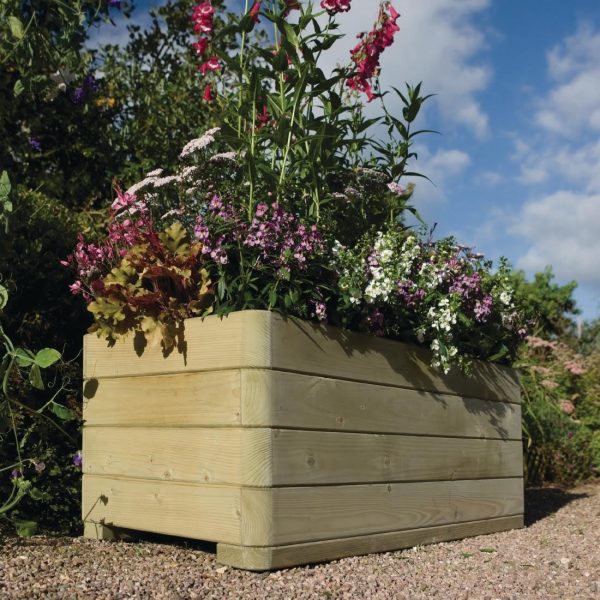 Rowlinson Marberry Layer Planter Rectangular Natural Timber 100cm - Image 3