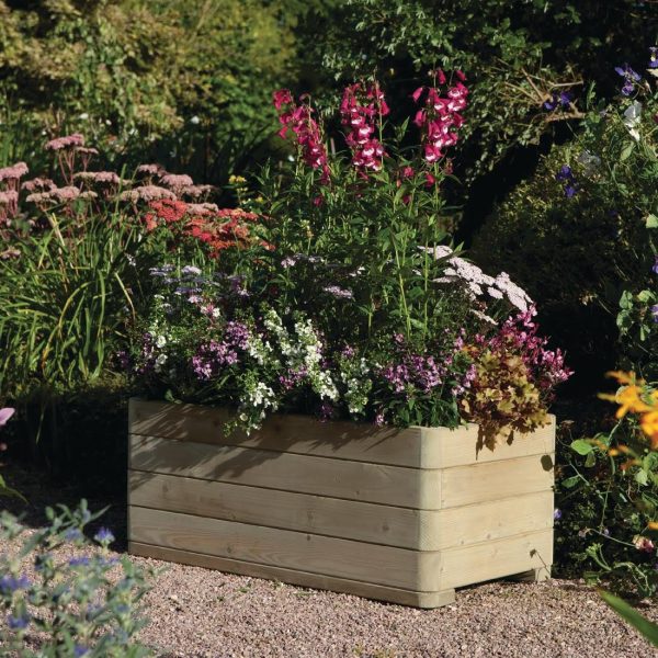 Rowlinson Marberry Layer Planter Rectangular Natural Timber 100cm - Image 4