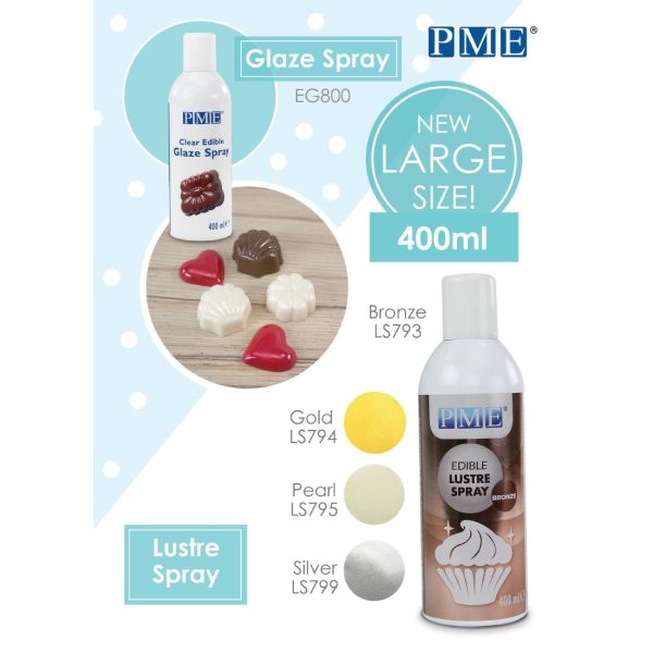 PME Edible Lustre Spray Silver 400ml - Image 6