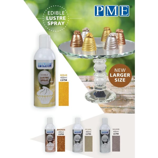 PME Edible Lustre Spray Silver 400ml - Image 20
