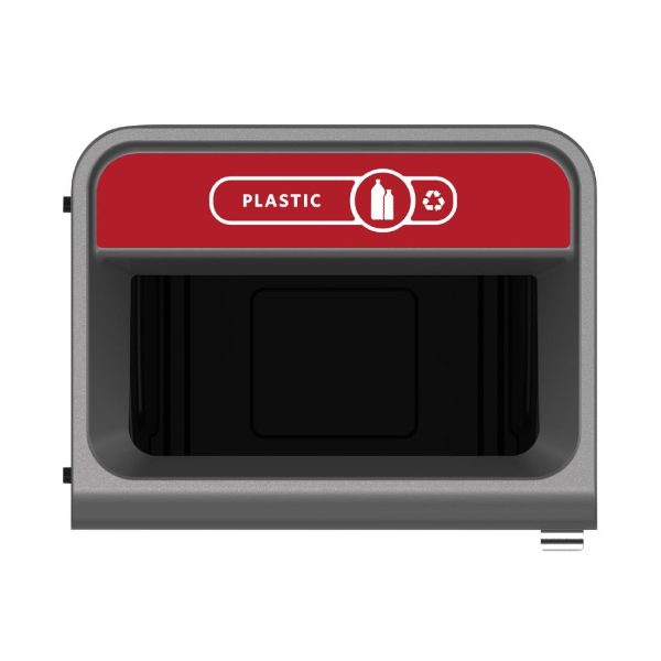 Rubbermaid Configure Recycling Bin with Plastic Recycling Label Red 125Ltr - Image 2
