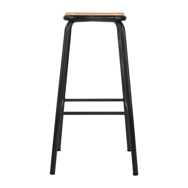 Bolero Cantina High Stools with Wooden Seat Pad Black (Pack of 4) - Image 2