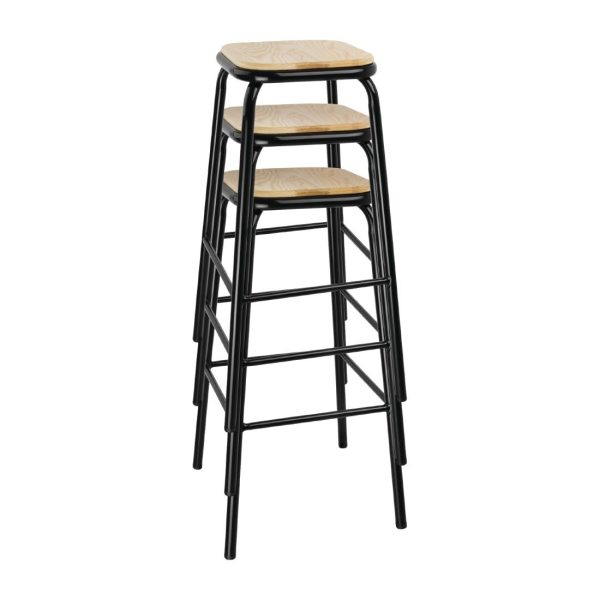 Bolero Cantina High Stools with Wooden Seat Pad Black (Pack of 4) - Image 7