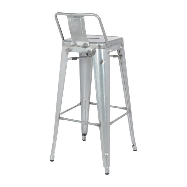 Bolero Bistro Galvanised Steel High Stool with Backrest (Pack of 4) - Image 4