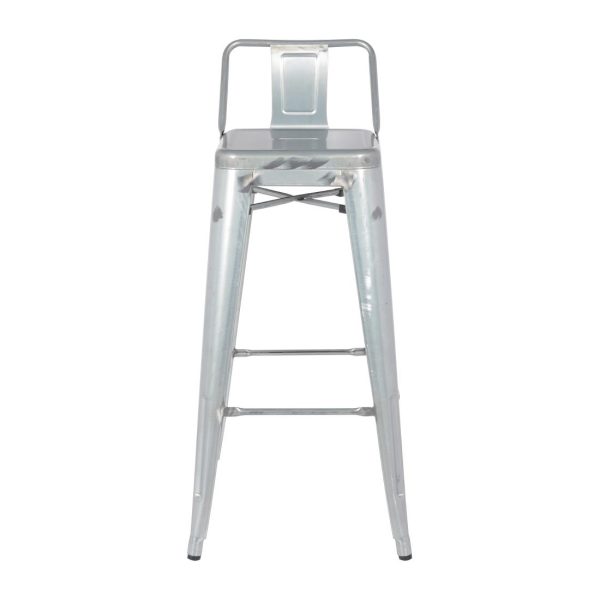 Bolero Bistro Galvanised Steel High Stool with Backrest (Pack of 4) - Image 5