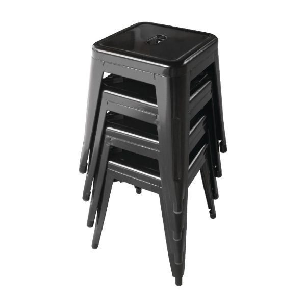 Bolero Bistro Steel Low Stool Black (Pack Of 4) - Image 3