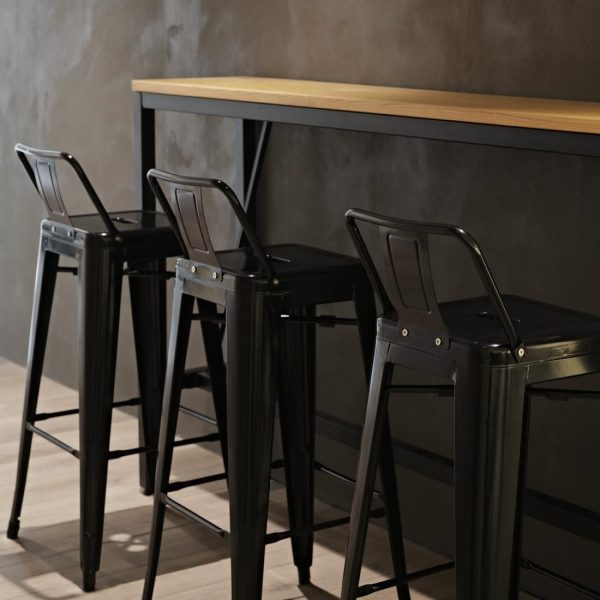 Bolero Bistro Steel High Stool with Backrest Black (Pack of 4) - Image 7