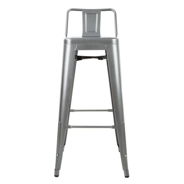 Bolero Bistro High Stool With Backrest Gun Metal (Pack of 4) - Image 3