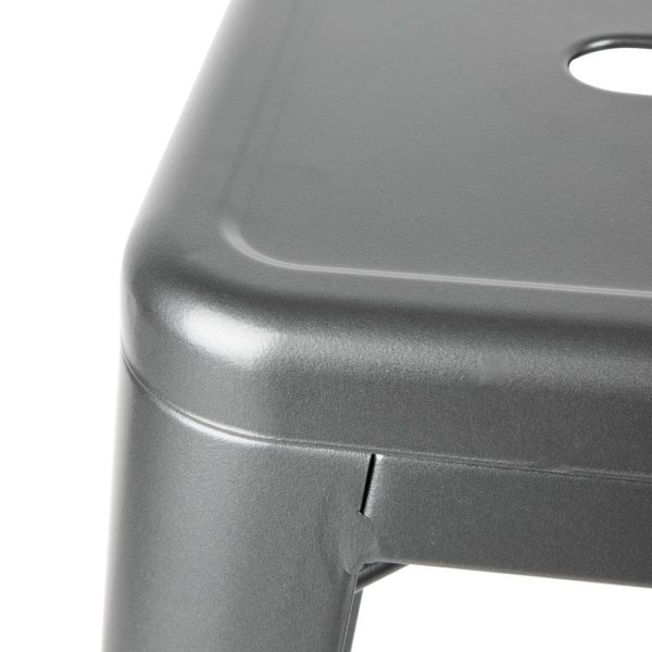 Bolero Bistro High Stool With Backrest Gun Metal (Pack of 4) - Image 5