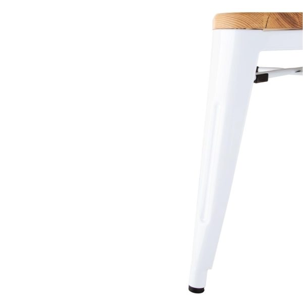 Bolero Bistro Low Stools with Wooden Seatpad White (Pack of 4) - Image 4