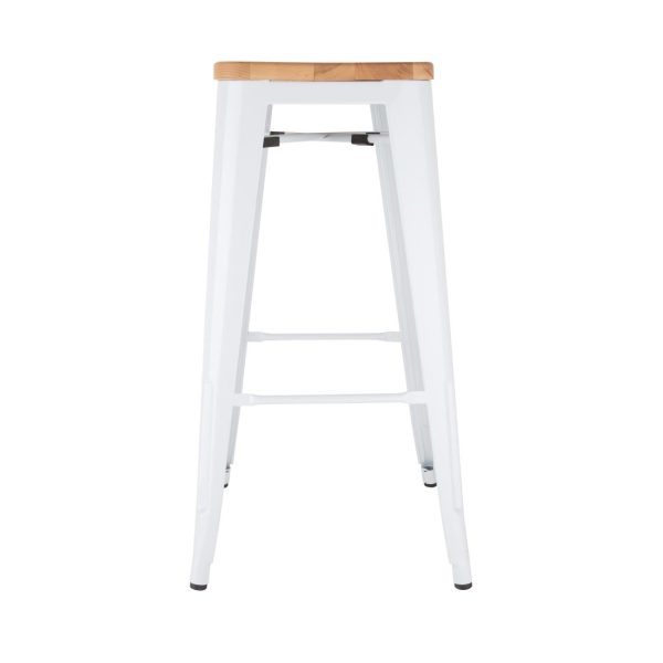 Bolero Bistro High Stools with Wooden Seatpad White (Pack of 4) - Image 3