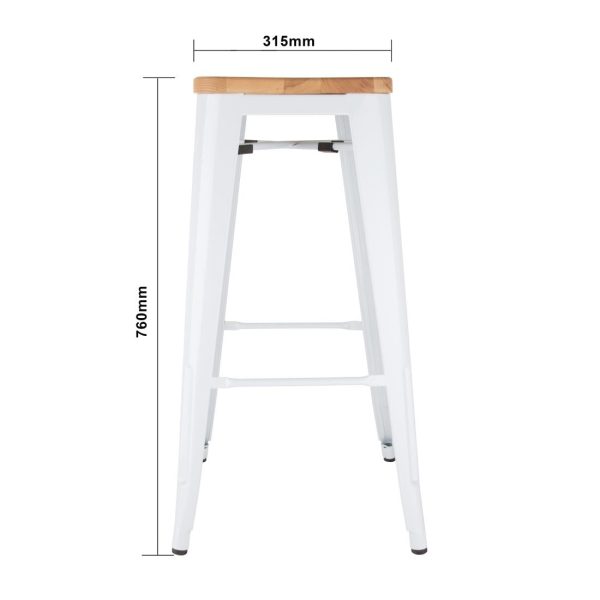 Bolero Bistro High Stools with Wooden Seatpad White (Pack of 4) - Image 7