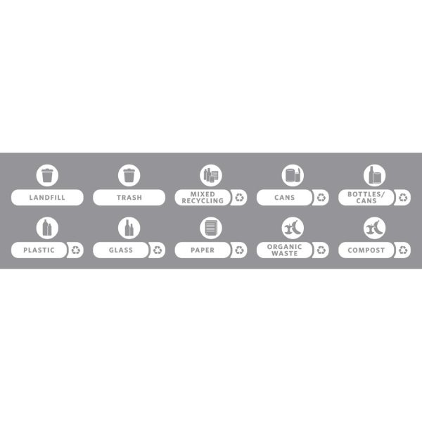 Rubbermaid Slim Jim Recycling Label Kit (Pack of 10 Sticker Sets)