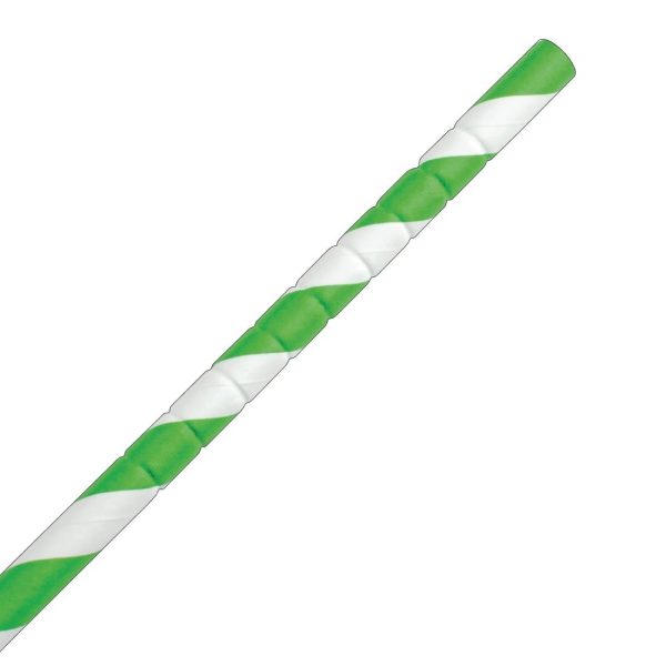 Fiesta Compostable Bendy Paper Straws Green Stripes (Pack of 250) - Image 4