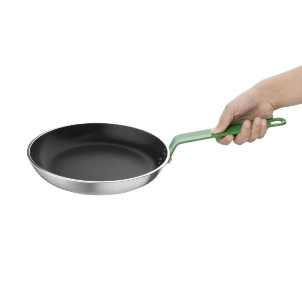 Hygiplas Non-Stick Teflon Aluminium Platinum Plus Frying Pan with Green Handle 200mm - Image 2