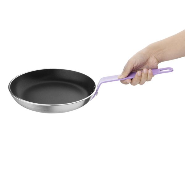 Hygiplas Non-Stick Teflon Aluminium Platinum Plus Frying Pan with Purple Handle 240mm - Image 2