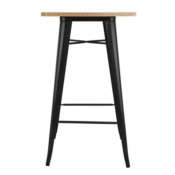 Bolero Bistro Bar Table with Wooden Top Black - Image 3