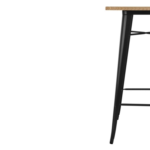 Bolero Bistro Bar Table with Wooden Top Black - Image 4