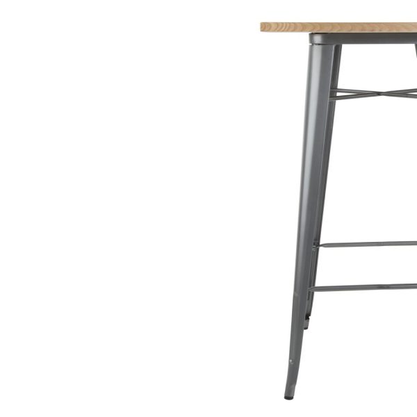 Bolero Bistro Bar Table with Wooden Top Gun Metal - Image 4