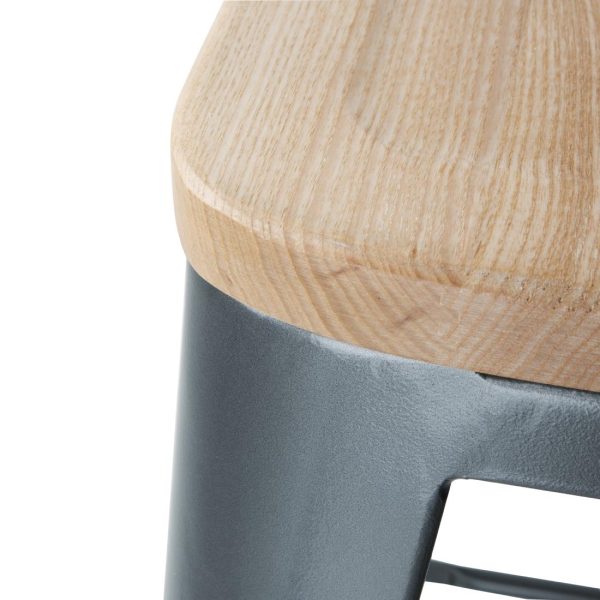 Bolero Bistro Backrest High Stools with Wooden Seat Pad Gun Metal (Pack of 4) - Image 5