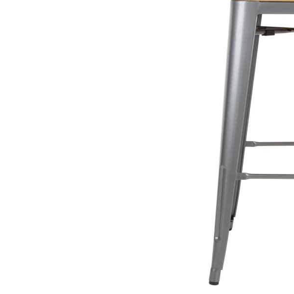 Bolero Bistro Backrest High Stools with Wooden Seat Pad Gun Metal (Pack of 4) - Image 7