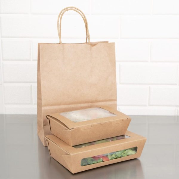Fiesta Compostable Salad Boxes with PLA Windows 1200ml (Pack of 200) - Image 6