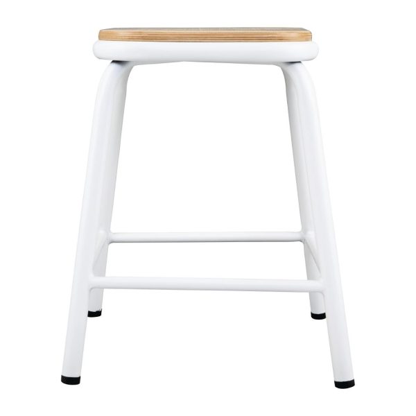 Bolero Cantina Low Stools with Wooden Seat Pad White (Pack of 4) - Image 3