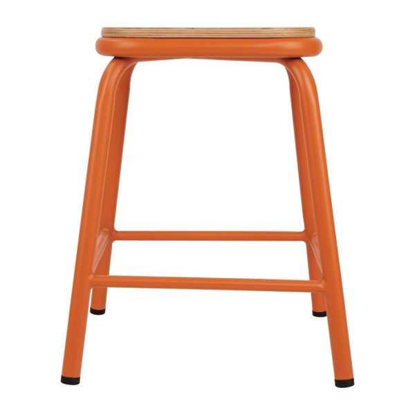 Bolero Cantina Low Stools with Wooden Seat Pad Orange (Pack of 4) - Image 3