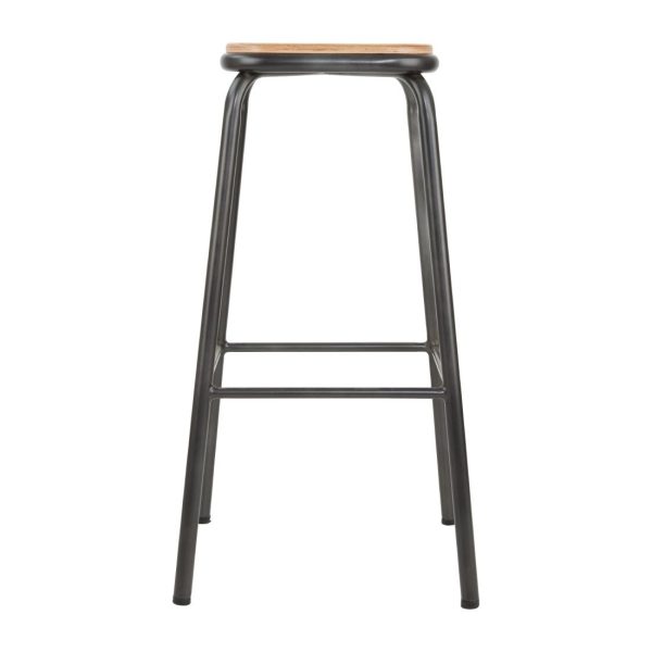 Bolero Cantina High Stools with Wooden Seat Pad Metallic Grey (Pack of 4) - Image 3