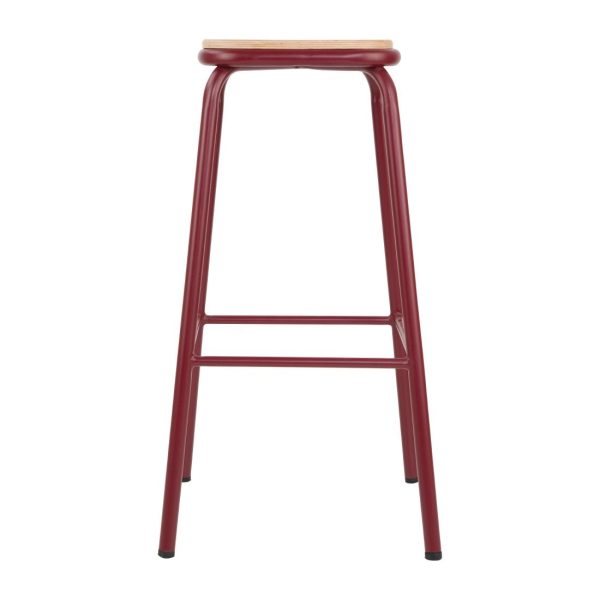 Bolero Cantina High Stools with Wooden Seat Pad Wine Red (Pack of 4) - Image 3