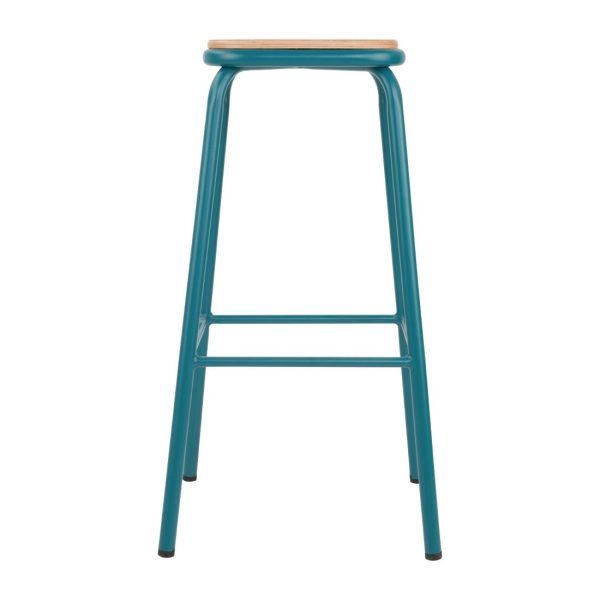 Bolero Cantina High Stools with Wooden Seat Pad Teal (Pack of 4) - Image 3