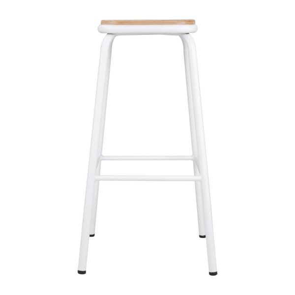 Bolero Cantina High Stools with Wooden Seat Pad White (Pack of 4) - Image 3