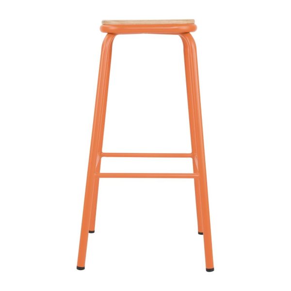 Bolero Cantina High Stools with Wooden Seat Pad Orange (Pack of 4) - Image 3