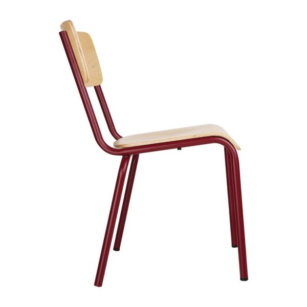 Bolero Cantina Side Chairs with Wooden Seat Pad and Backrest Wine Red (Pack of 4) - Image 3