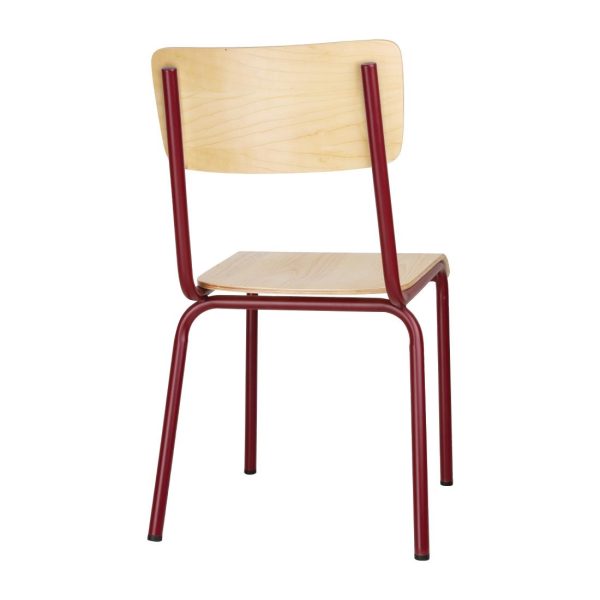 Bolero Cantina Side Chairs with Wooden Seat Pad and Backrest Wine Red (Pack of 4) - Image 4