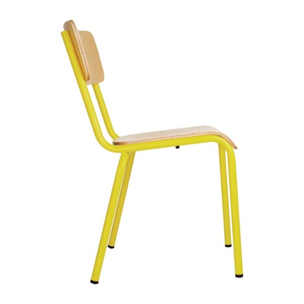 Bolero Cantina Side Chairs with Wooden Seat Pad and Backrest Yellow (Pack of 4) - Image 3