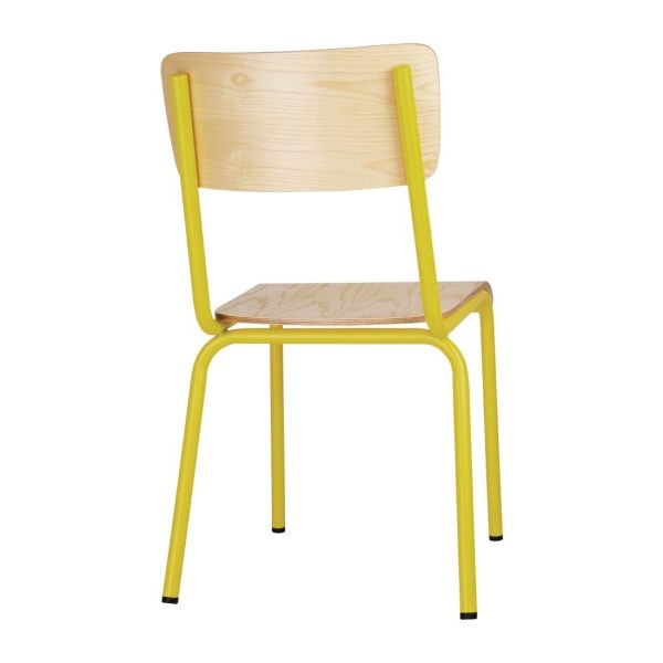 Bolero Cantina Side Chairs with Wooden Seat Pad and Backrest Yellow (Pack of 4) - Image 4