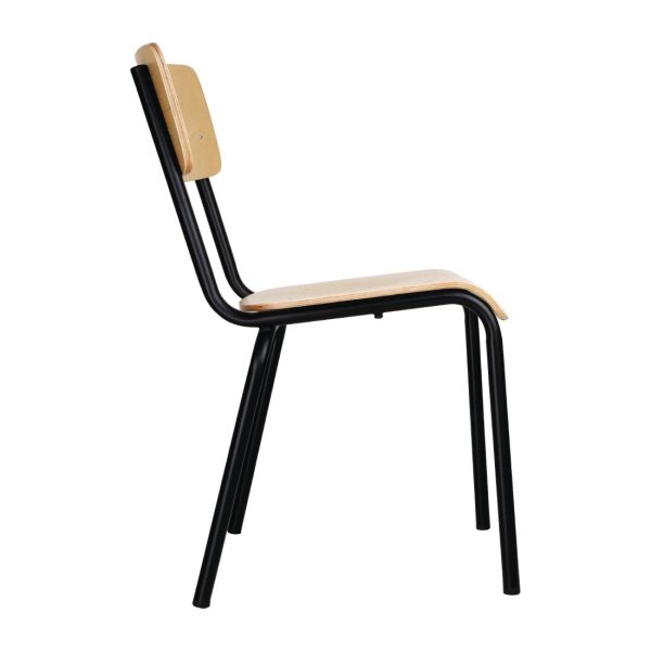 Bolero Cantina Side Chairs with Wooden Seat Pad and Backrest Black (Pack of 4) - Image 3